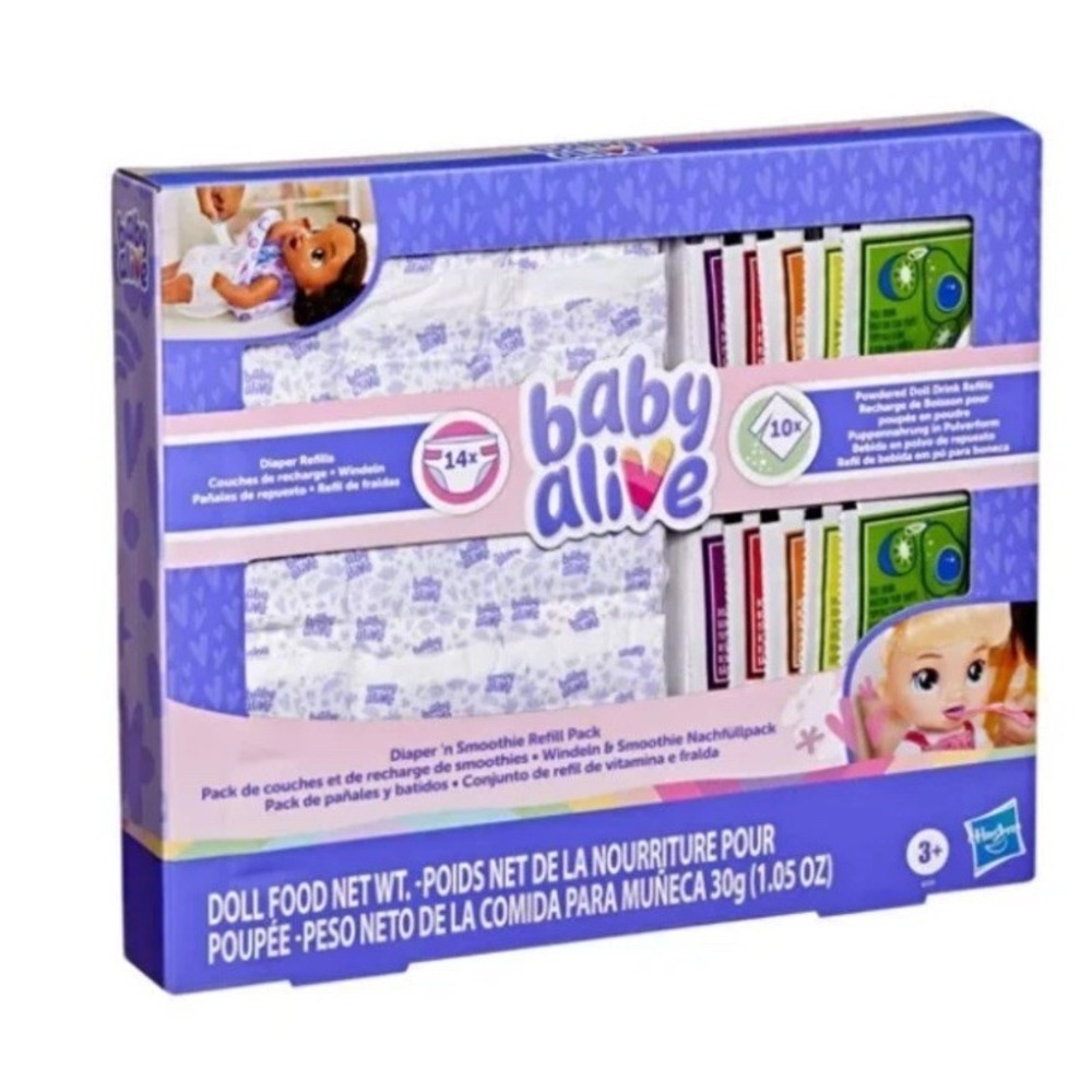 Baby Alive - Diaper 'n Smoothie Food Refill Pack - 14 Diapers, 10 Food Packs